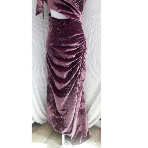 NEW Cinq a Sept PLUM Callalily GENEVIVE Cutout VELVET Ruched BOW Evening GOWN 12 - Picture 6 of 16